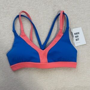 ACTA Peach and Cobalt Two Strap Sports Bra